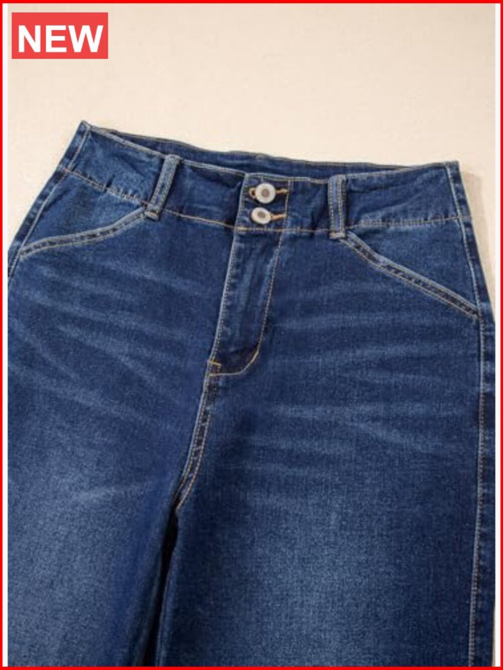 High Waisted Wide Leg Jeans Tummy Control Straight Leg Stretchy Denim Pants - Picture 7 of 7